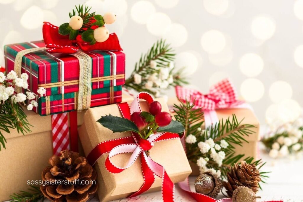 beautifully decorated Christmas packages.