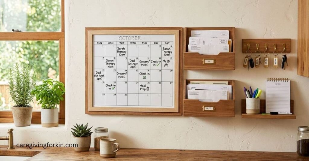 simple home command center that hangs on a wall for small spaces.