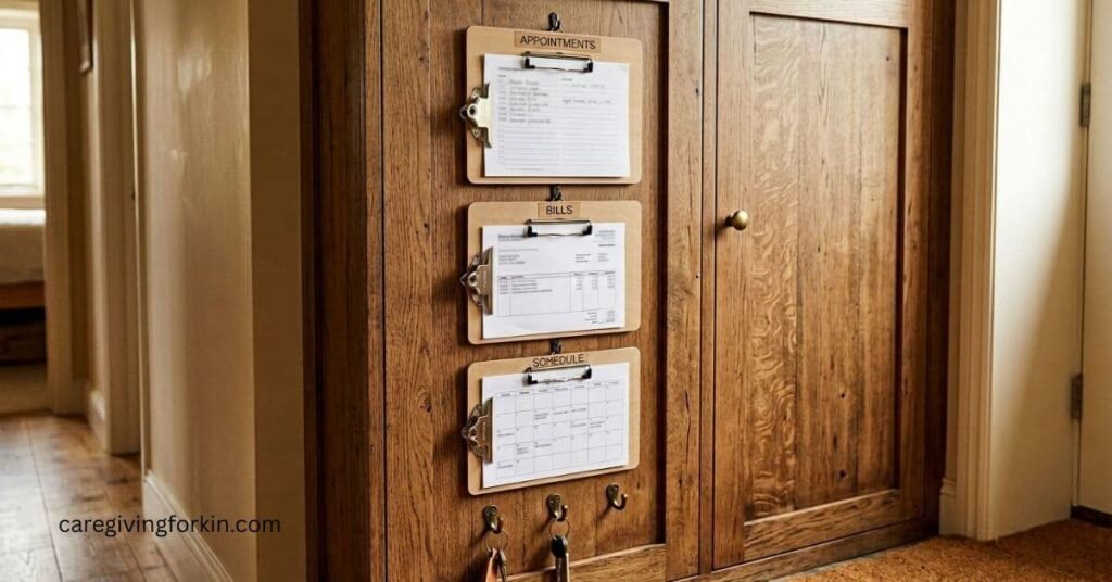 a clipboard style home command center for caregivers.