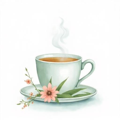 watercolor cup of steaming tea for self-care.